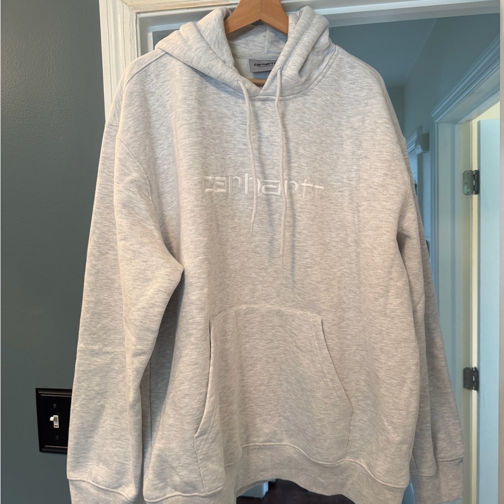 Carhartt WIP Light Gray Embroidered Logo Crewneck Hoodie - Men